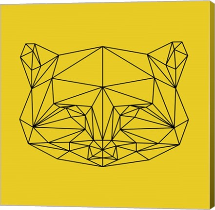 Framed Yellow Raccoon Polygon Print