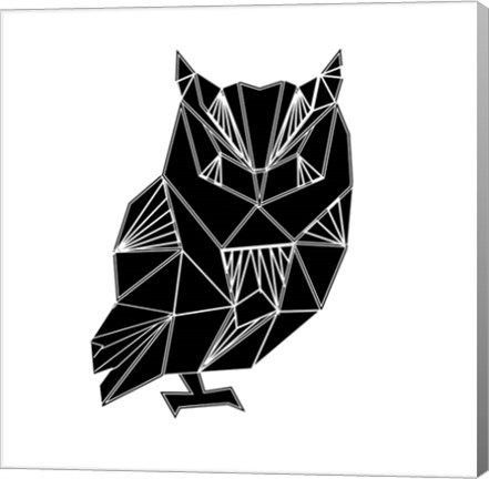 Framed Black Owl Polygon Print