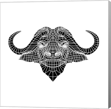 Framed Black and White Buffalo Mesh Print