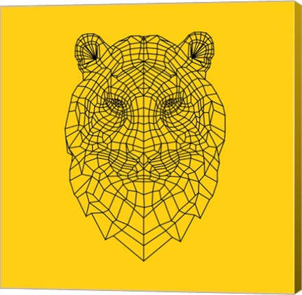 Framed Tiger Head Yellow Mesh Print