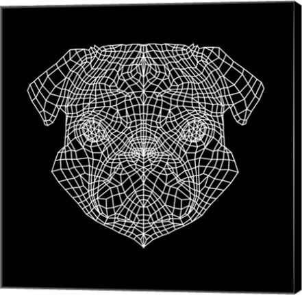 Framed Pug Head Black Mesh Print