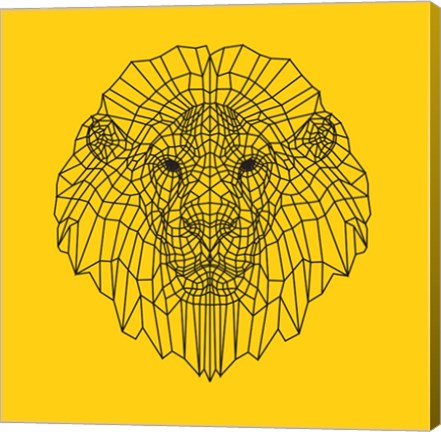 Framed Lion Head Yellow Mesh Print