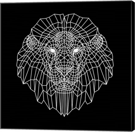 Framed Lion Head Black Mesh Print