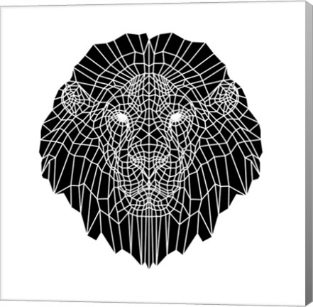 Framed Lion Head Black Mesh 2 Print