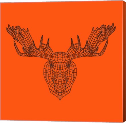 Framed Moose Head Orange Mesh Print