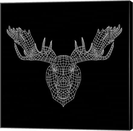 Framed Moose Head Black Mesh Print