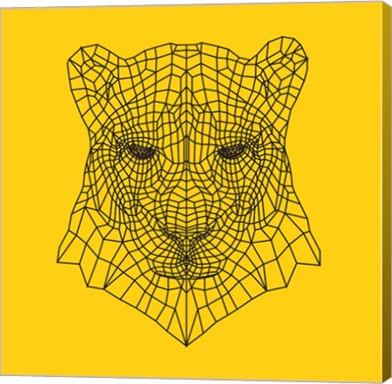 Framed Panther Head Yellow Mesh Print