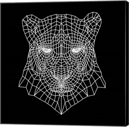 Framed Panther Head Black Mesh Print