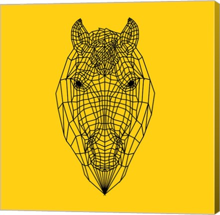 Framed Horse Head Yellow Mesh Print