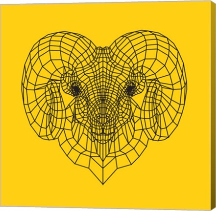 Framed Ram Head Yellow Mesh Print