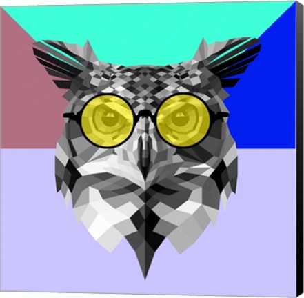 Framed Owl in Yellow Glasses Print