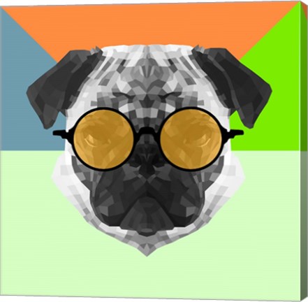 Framed Party Pug in Yellow Glasses Print