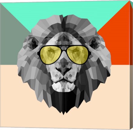 Framed Party Lion in Glasses Print