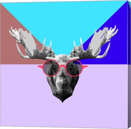 Framed Party Moose in Glasses Print