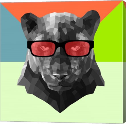 Framed Party Panther in Red Glasses Print