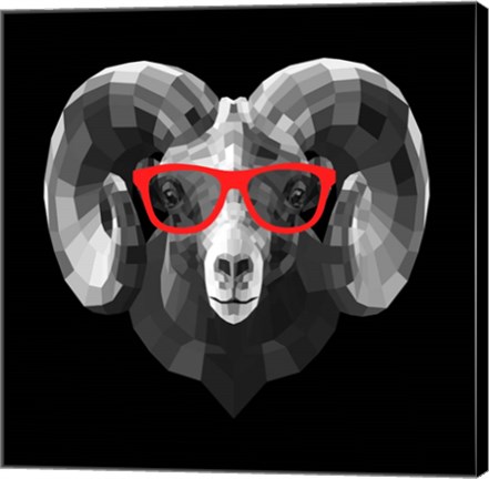 Framed Ram in Red Glasses Print