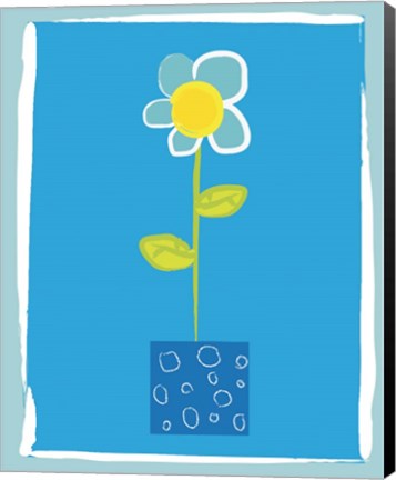 Framed Blue Flower in Blue Pot Print