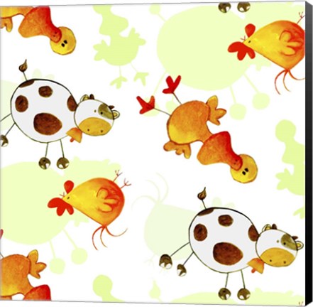 Framed Cows and Ducks Print