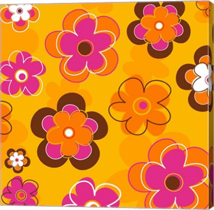 Framed Floral on Orange Print
