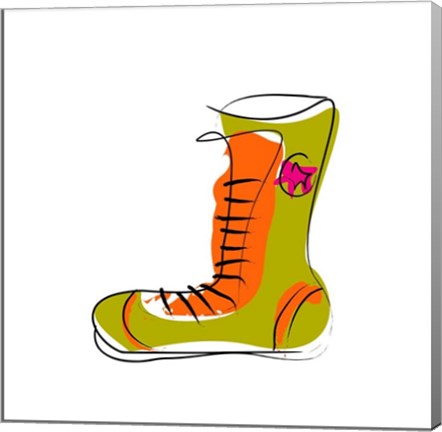 Framed Green and Orange Boot Print