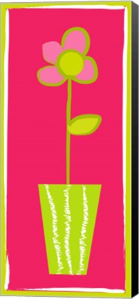 Framed Pink Flower in Green Pot Print