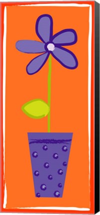 Framed Purple Flower in Purple Pot Print