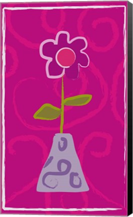 Framed Red Flower in Purple Pot Print