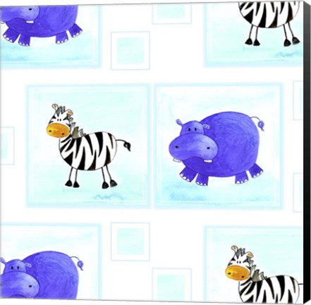 Framed Zebras and Hippos Print