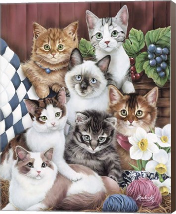 Framed Cuddly Kittens Print