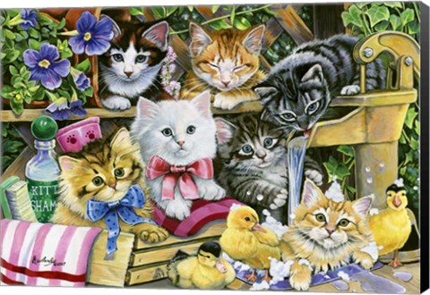 Framed Bathtime Kittens Print