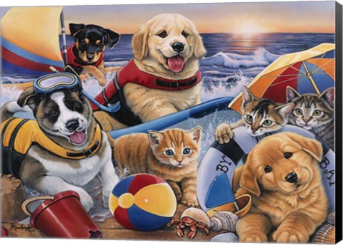Framed Beach Buddies Print