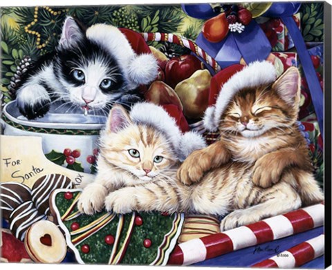 Framed Meowy Christmas 2 Print