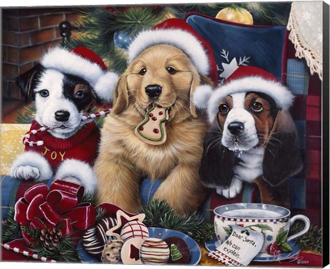 Framed Sawry Santa Paws Print