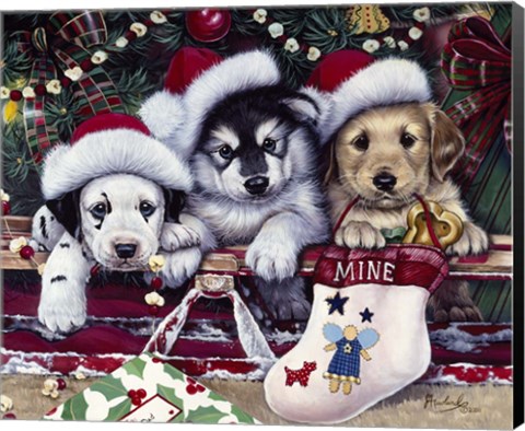Framed Tail Wagging Christmas Print