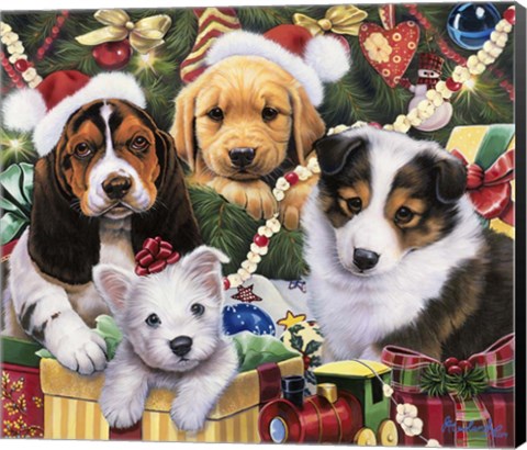 Framed Puppy Surprise Print