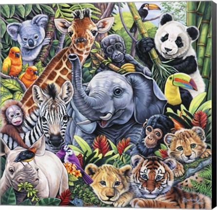 Framed Jungle Babies Print