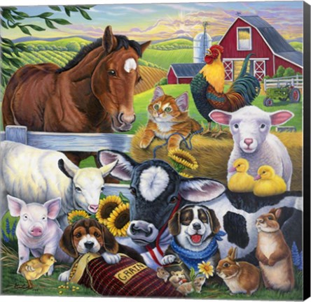 Framed Farm Friends Print