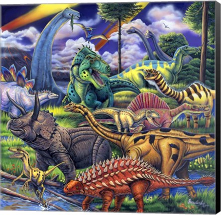 Framed Dinosaur Friends Print