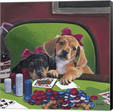 Framed Poker Dogs 3 Print