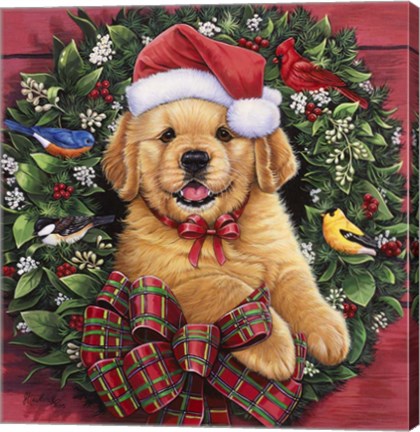 Framed Christmas Puppy Print