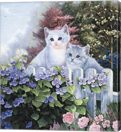 Framed Kittens In The Master&#39;s Garden Print