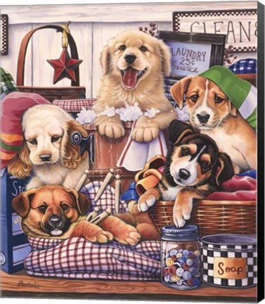 Framed Suds and Pups Print
