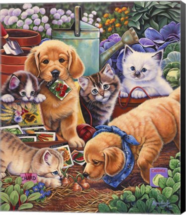Framed Helpful Garden Paws Print