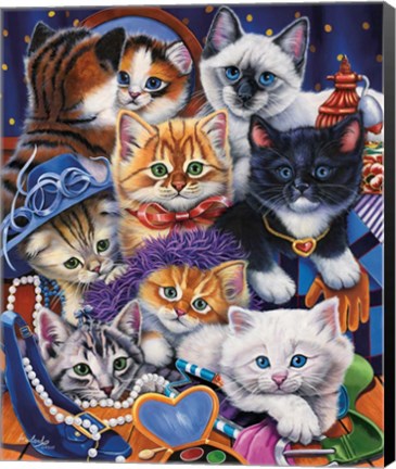 Framed Kittens In Closet Print