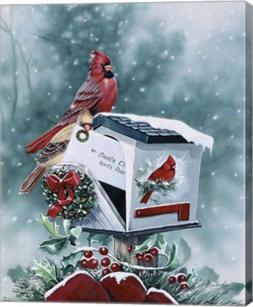 Framed Christmas Cardinals Print