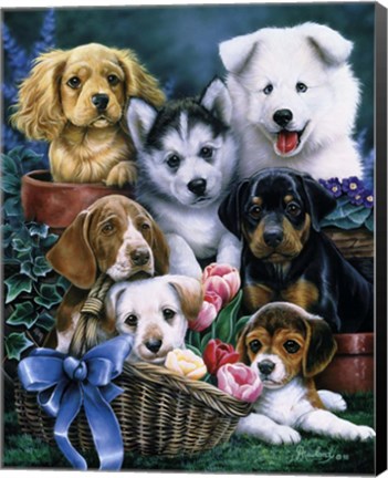 Framed Puppies Print