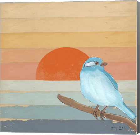 Framed Blue Bird By Water Print