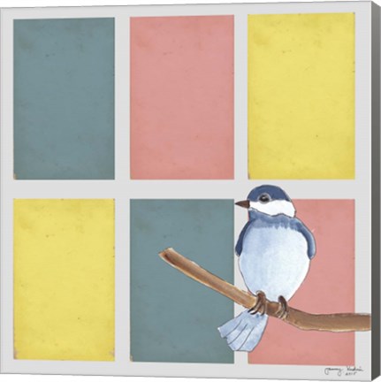 Framed Rectangles And Blue Bird Print