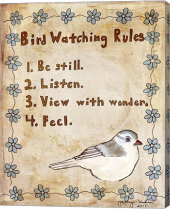 Framed Bird Watching Rules Print