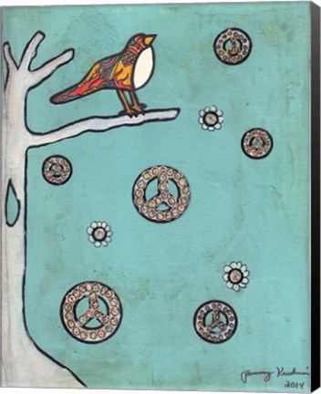 Framed Peace Sign Bird Print